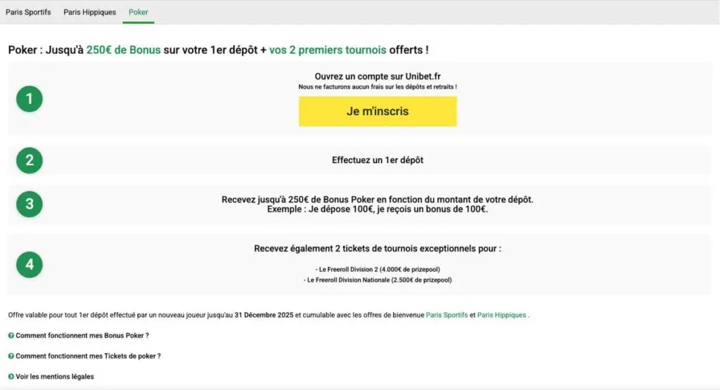 Bonus de bienvenue Unibet Poker