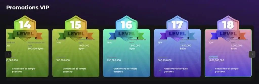 Programme VIP Betify 18 niveaux