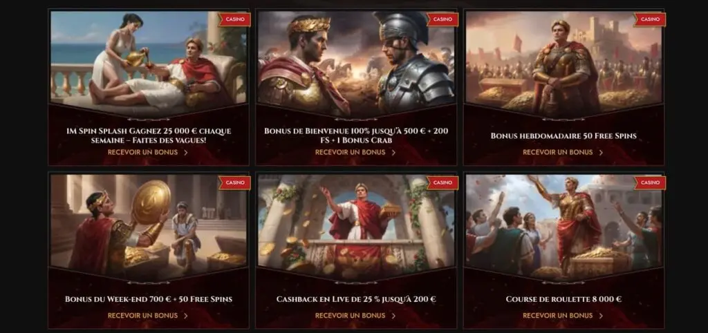 Toutes les offres de bonus du casino Legiano