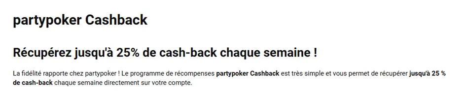 PartyPoker Cashback