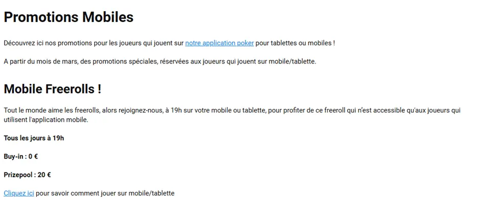 Les promotions mobiles de de PartyPoker