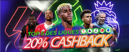 MyStake 20% cashback top 5 ligues