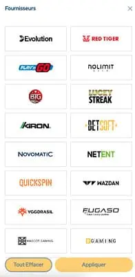 Les éditeurs de jeux du casino Dolfwin