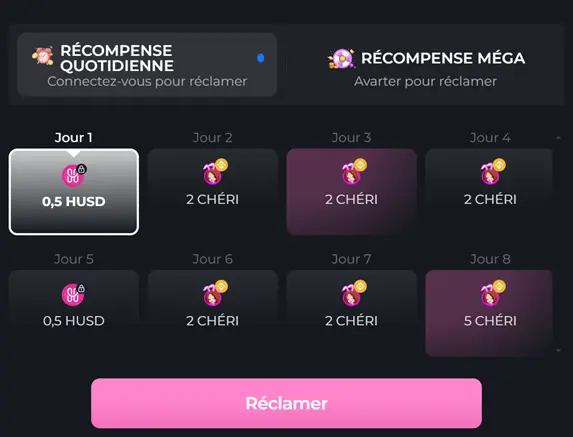 Recompense quotidienne HunnyPlay