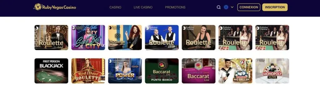 Roulette live ur Ruby Vegas