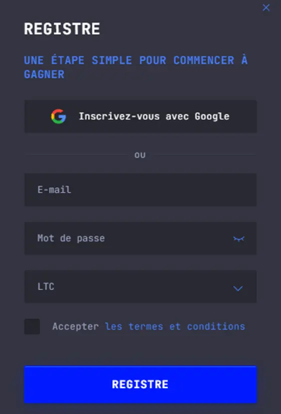 s inscrire sur LTC Casino