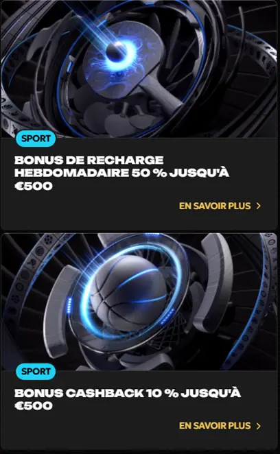 Les bonus de recharge de Spincy