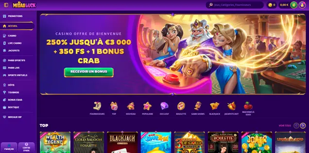Le design du casino MidasLuck