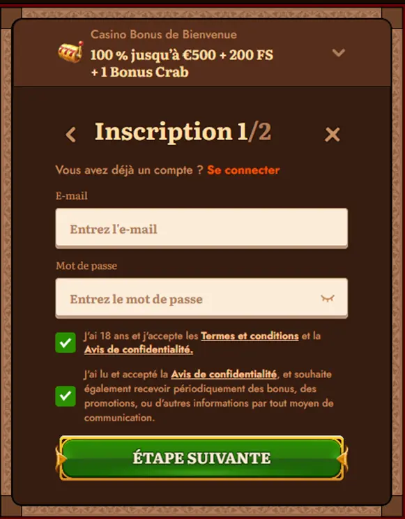 S'inscrire sur WildRobin
