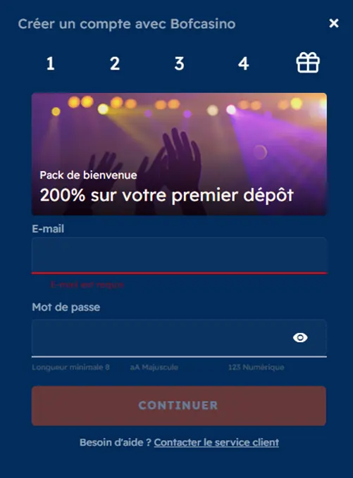 S'inscrire à Bof Casino