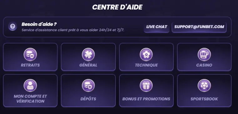 Le service client du casino FunBet