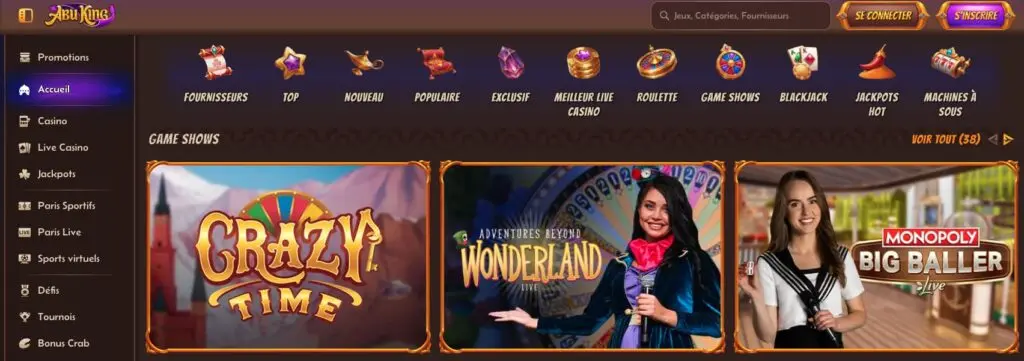 Les jeux de casino d'Abuking
