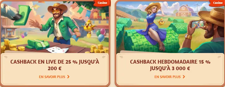 Cashback hebdomadaire de BillyBets