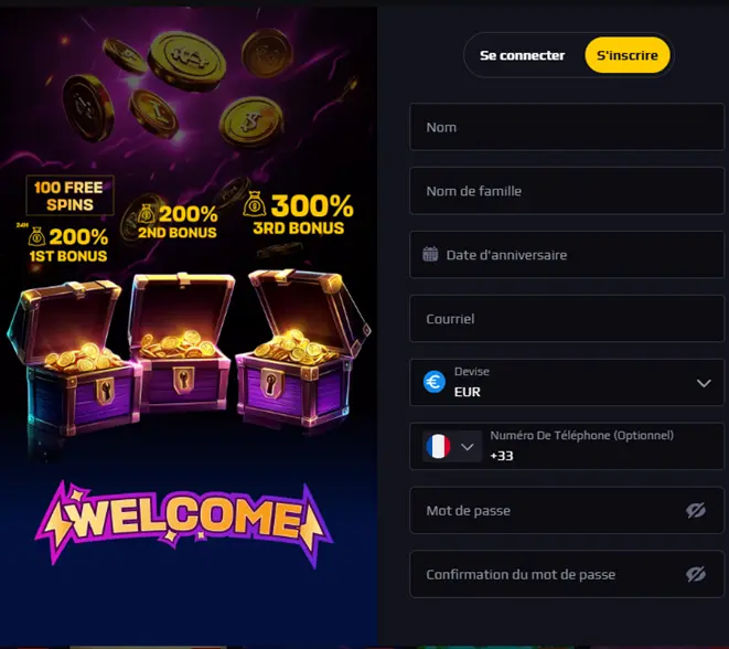 Inscription sur le casino Gamblits