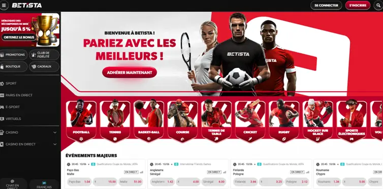 Les paris sportifs sur Betista casino