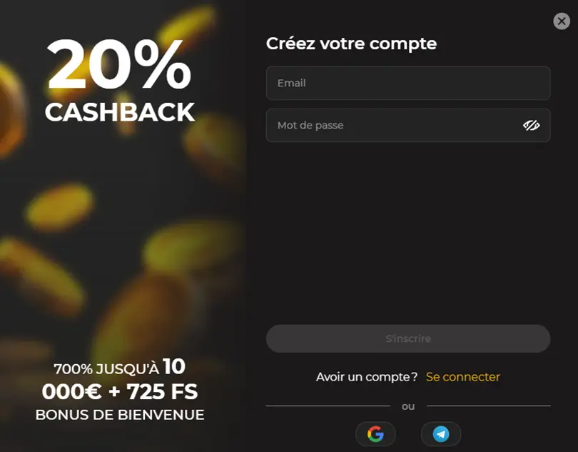 S'inscrire sur Spinstar