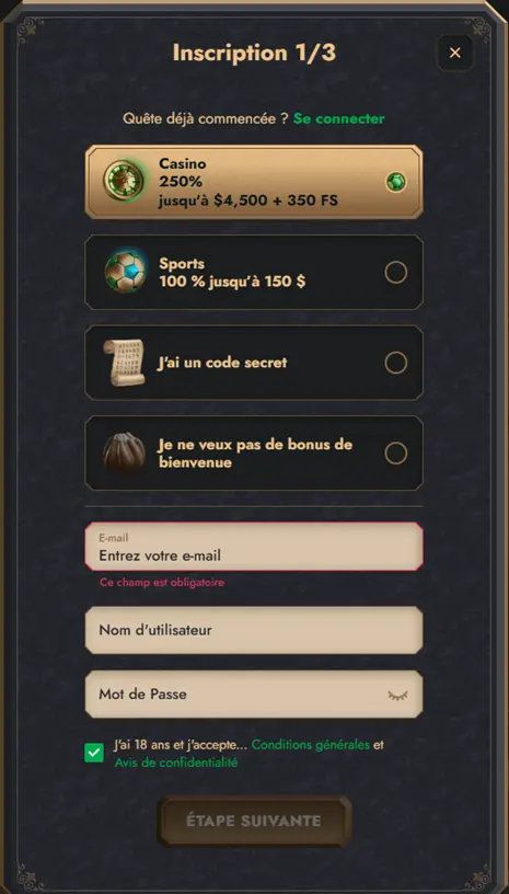 inscription sur Herospin
