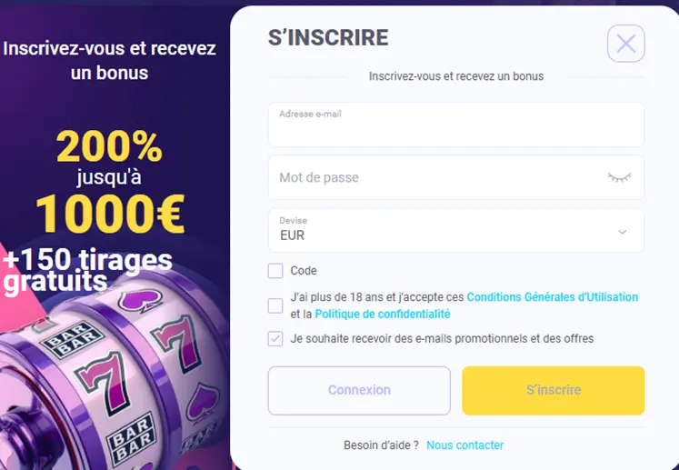Inscription sur Li.Bet