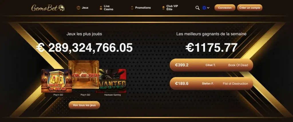 Les gros gagnant sur GemoBet