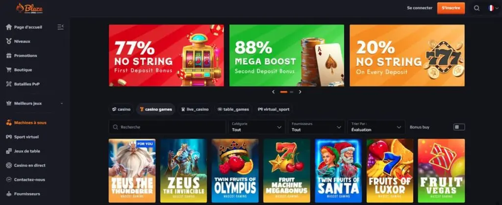 Les machines à sous de Blaze Spins Casino