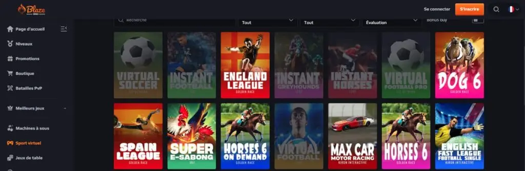 Les jeux de sport sur le casino Blaze Spins Casino