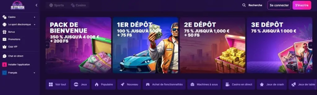 Le cash out sur le casino Slot Rush