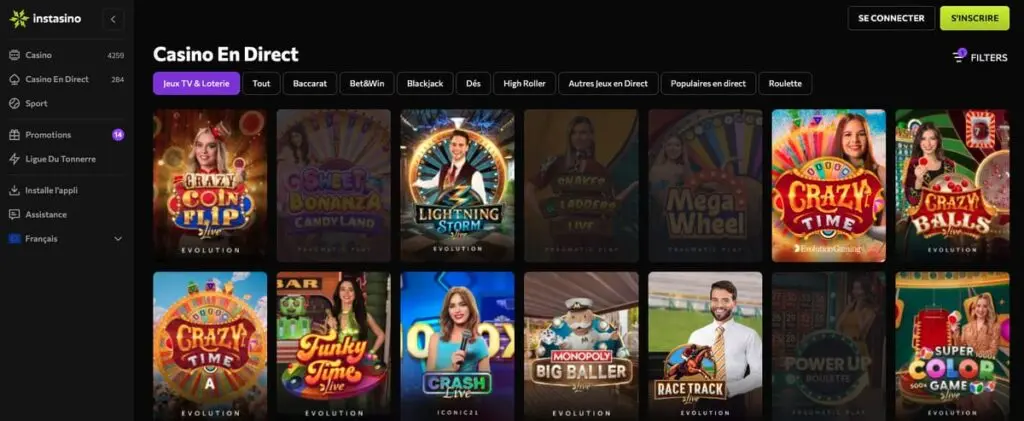 Casino en direct d'Instasino