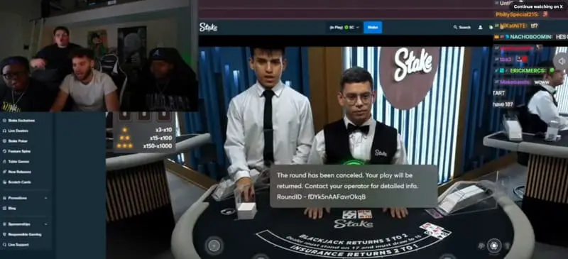 Le moment du bug du live casino pour Adin Ross