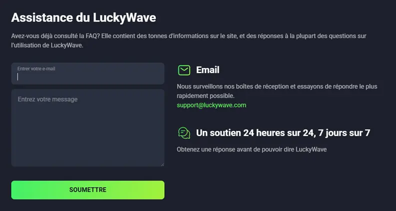 Le service client de Luckywave