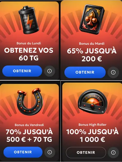Les offres spéciales de bonus de GxBet