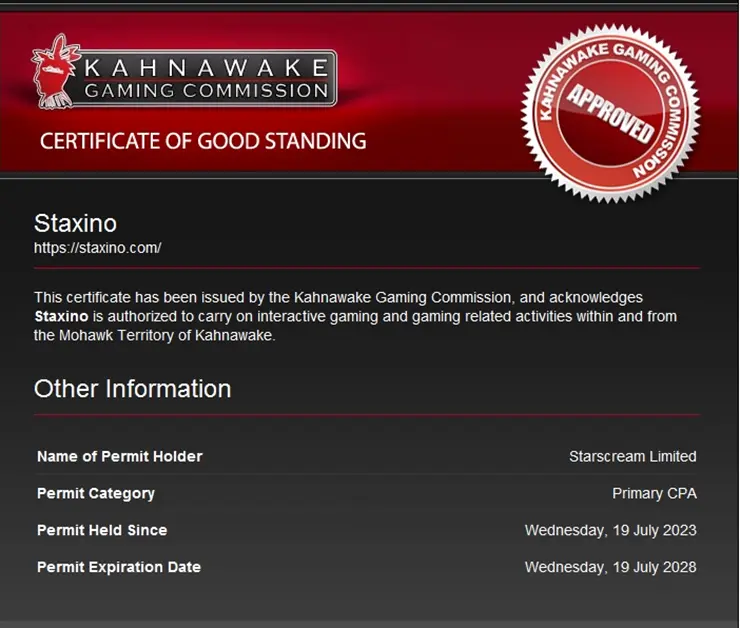 Licence KGC de Staxino