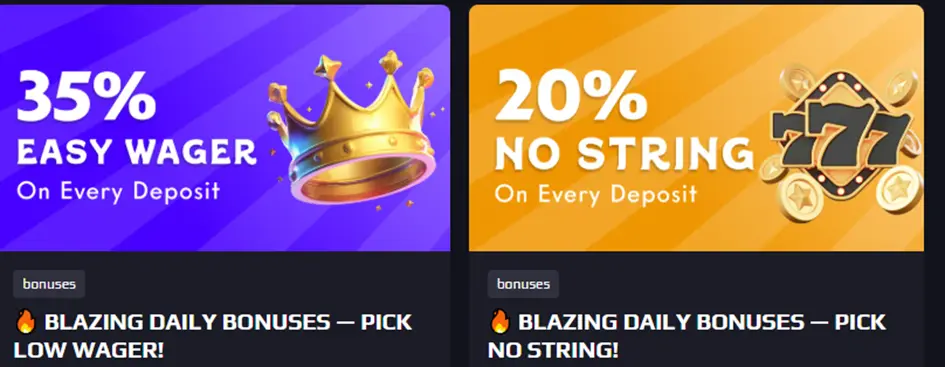 Les bonus de Blaze Spins