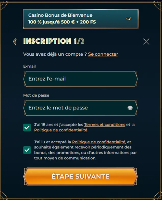 S'inscrire sur le casino MonsterWin