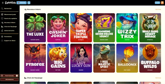 Le design de Captain Slots