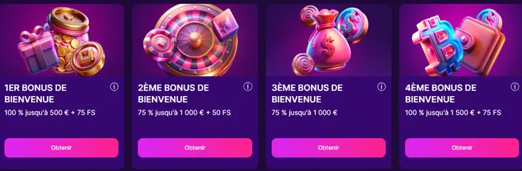 Pack de bienvenue casino Slotrush