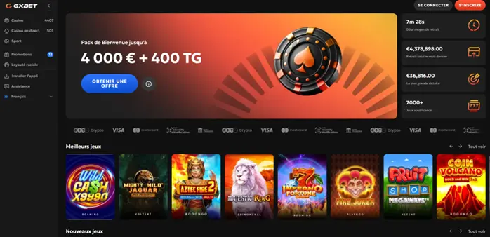 L'interface de GxBet