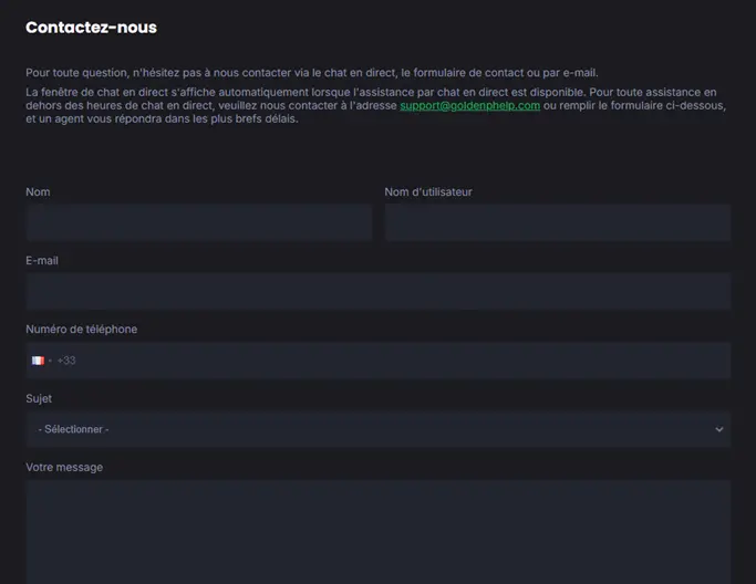 Le service client de GoldenPlay