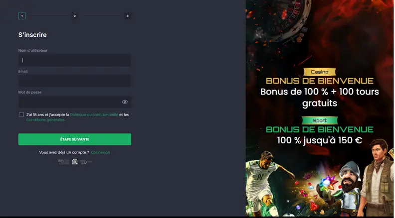 inscription sur GoldenPlay