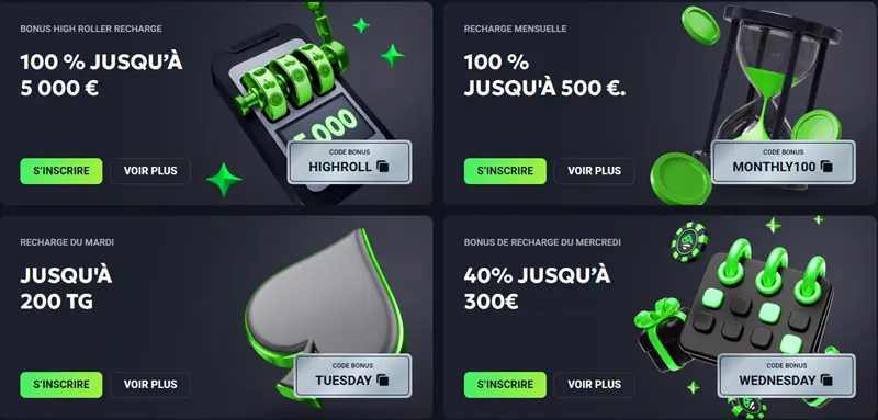 Les bonus de Luckywave casino