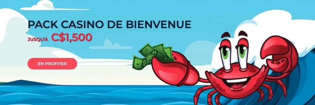 Bonus de bienvenue du casino CrabSlots