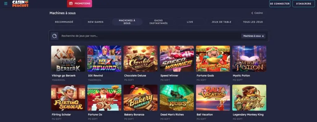 Les machines à sous de Casino Peaches