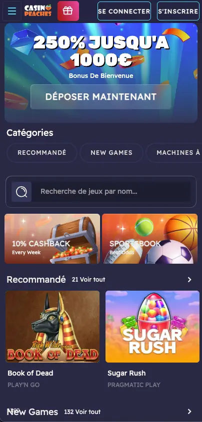 Jouer sur mobile à Casino Peaches