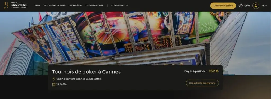 Tournois de poker à Cannes au Casino Barrière