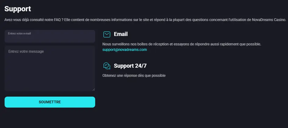 Le service client de Nova Dreams