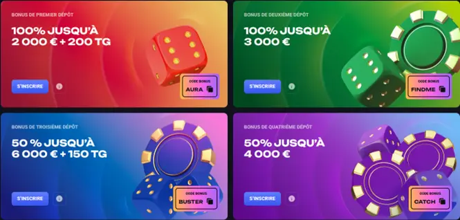 Bonus de bienvenue Spin Aura