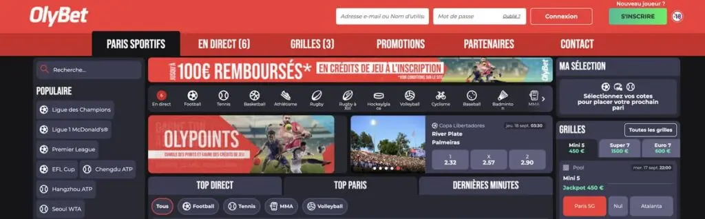 Les jeux et paris sur Olybet