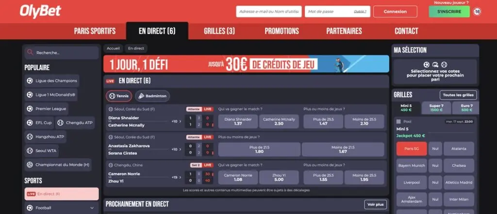 Olybet les paris en direct