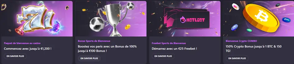 Hotloot Bonus de bienvenue