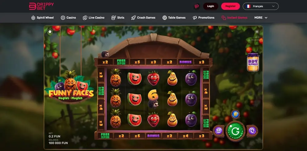 Le jeux Funny faces de Drippy bet