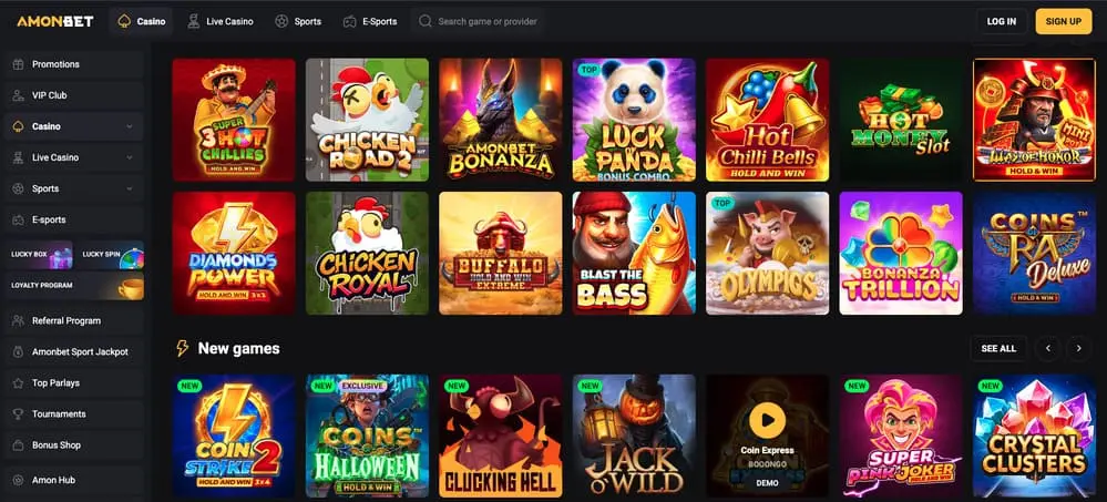 Les jeux sur AmonBet
